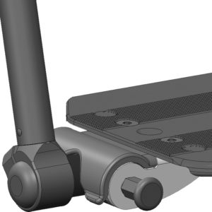 Beinstützen-Verriegelung mit Zugschnapper beim Anbau der Beinstütze außen.