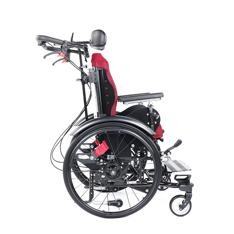 Kantelrollstuhl-LoopRS-schwarz-bordeauxrot-3 Kantelrollstuhl Loop RS mit Kopfstütze und Schiebebügel, Farbe schwarz und bordeauxrot